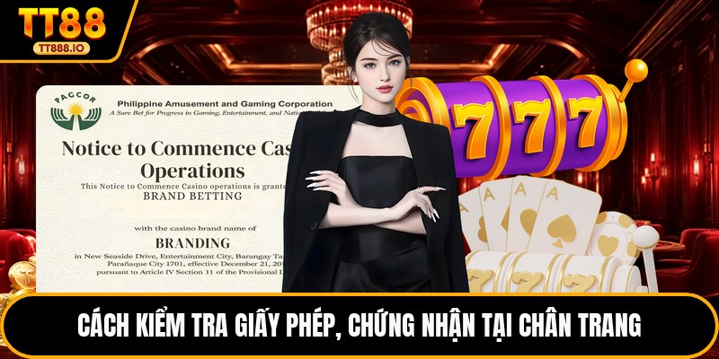 Cách kiểm tra giấy phép, chứng nhận tại chân trang